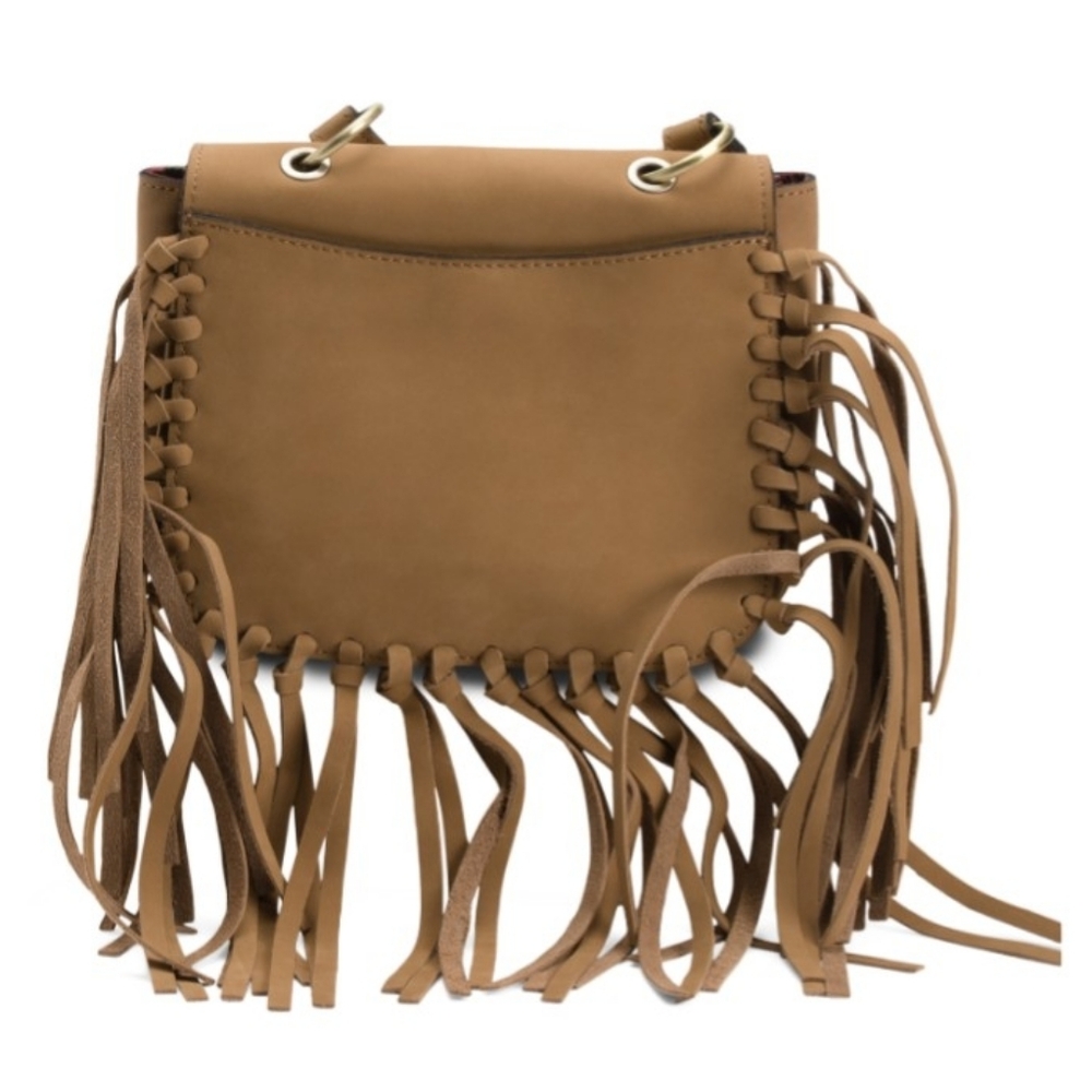Patricia Nash Nubuck Suede Karissa Crossbody Bag with Fringe, Wheat Tan - Picture 8 of 10